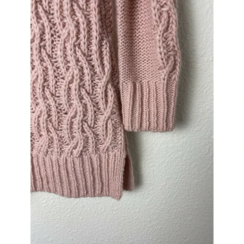 Women' Ann‎ Taylor LOFT Pink Blush Chunky Knit 3/4 Sleeve Boatneck Sweater Sz M